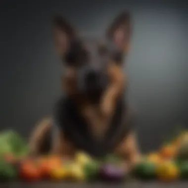 Variety of fresh vegetables suitable for a German Shepherd's diet