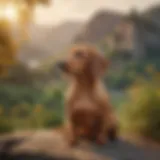 Majestic Golden Dachshund overlooking a serene landscape