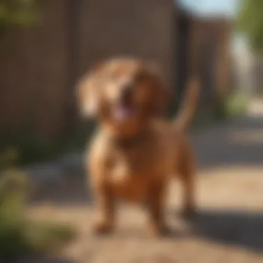 Playful Golden Dachshund enjoying a sunny day outdoors