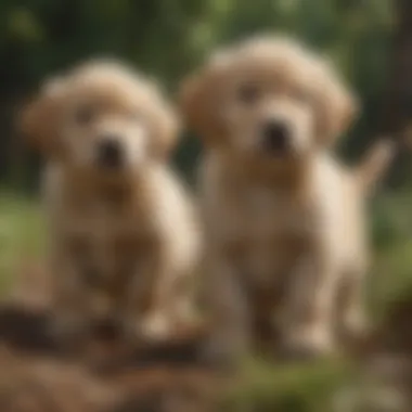 Golden Retriever Puppies Exploring Nature