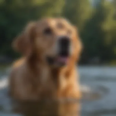 Energetic Golden Retriever Energetic Golden Retriever enjoying a swim