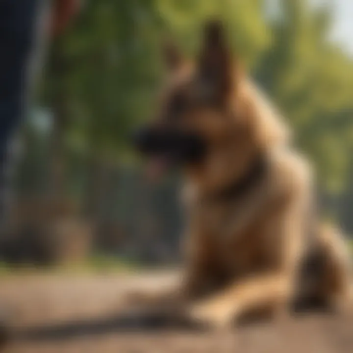 German Shepherd in a training session focused on support skills