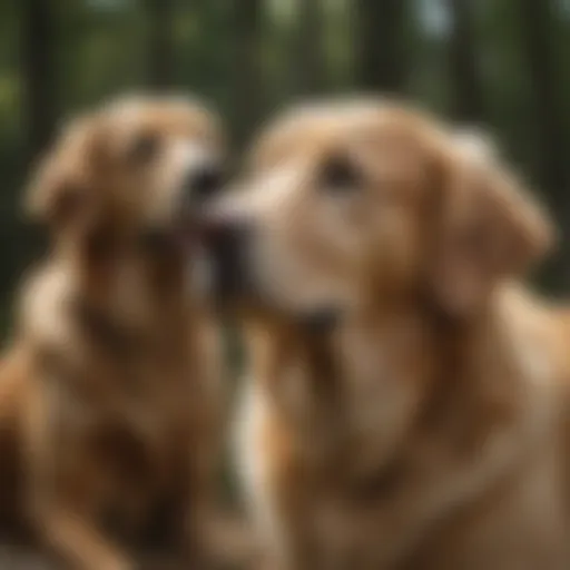 Golden Retriever providing comfort to a person in a serene environment
