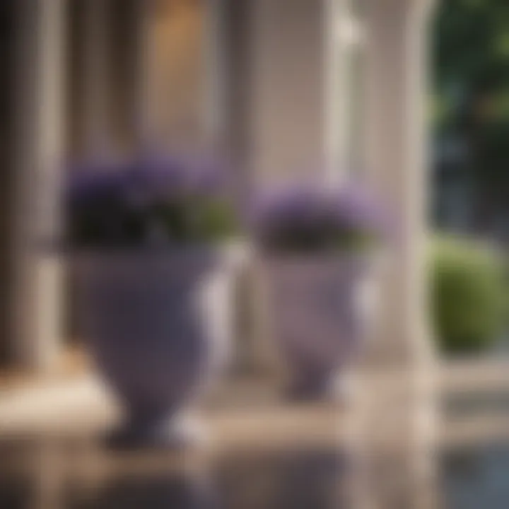 Graceful Lavender Planters Enhancing Front Porch