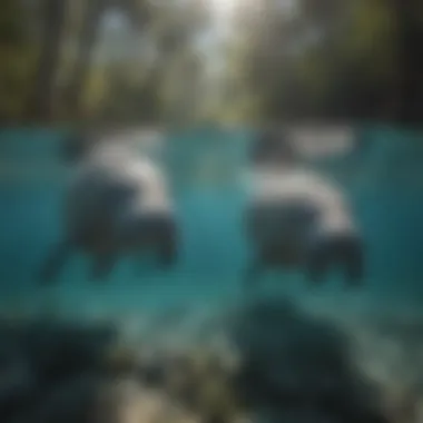 Graceful Manatees Swimming in Crystal Clear Springs