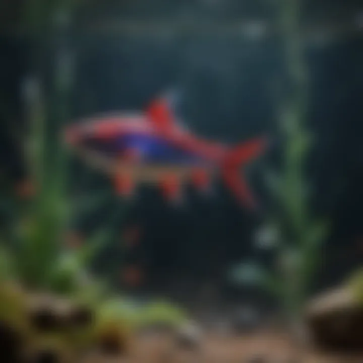 Graceful Neon Tetra fish gliding through a well-maintained aquatic environment