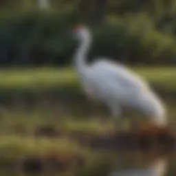 Graceful Whooping Crane in Texas wetland