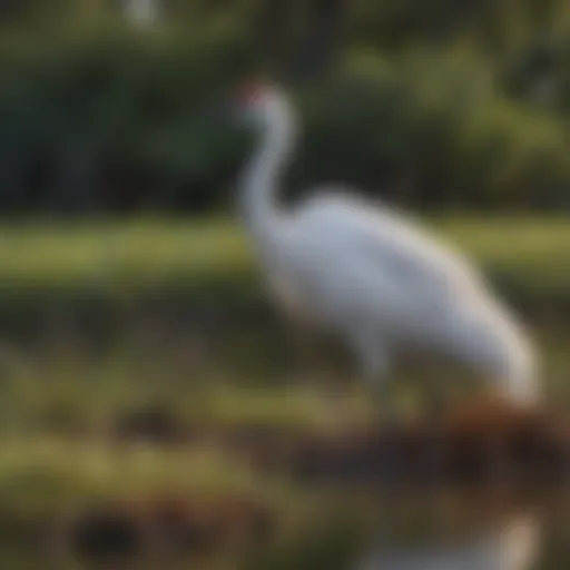 Graceful Whooping Crane in Texas wetland