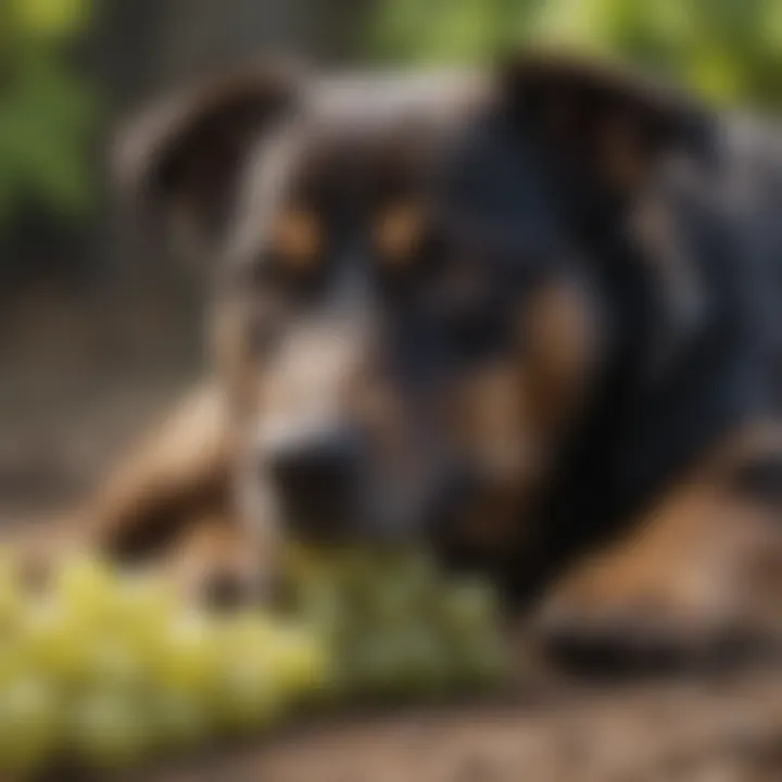 Dog experiencing symptoms of grape toxicity