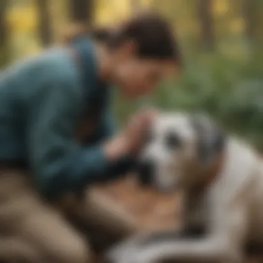 Comforting Frightened Souls Great Dane rescue volunteer comforting a frightened dog in Philadelphia
