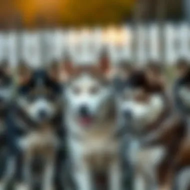 Diverse Husky Breeds Together A beautiful group of different husky breeds gathered together