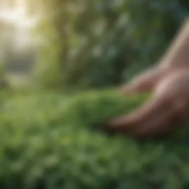 Hand picking ripe peas from the plant