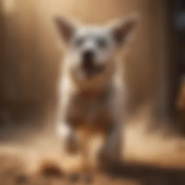 Happy dog shaking dust off its fur