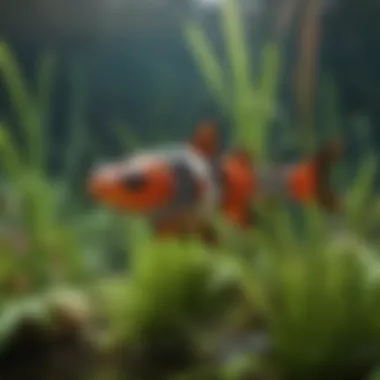 Harlequin Rasbora swimming among aquatic plants