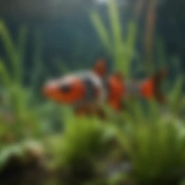 Harlequin Rasbora swimming among aquatic plants