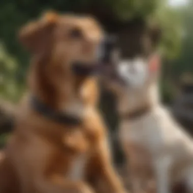 A happy dog sitting next to its owner