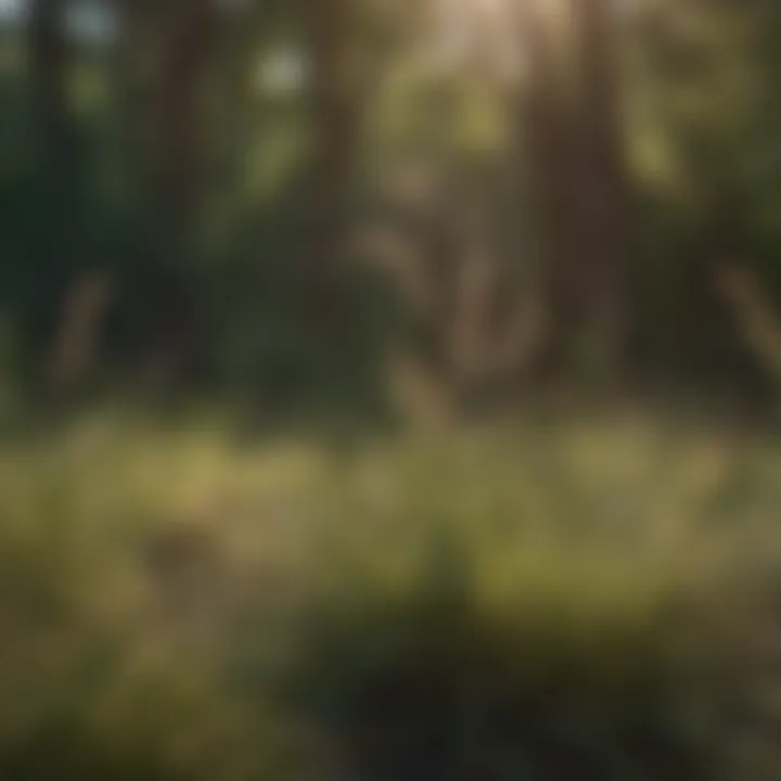 Harmony of wildlife coexisting with tall shade grasses