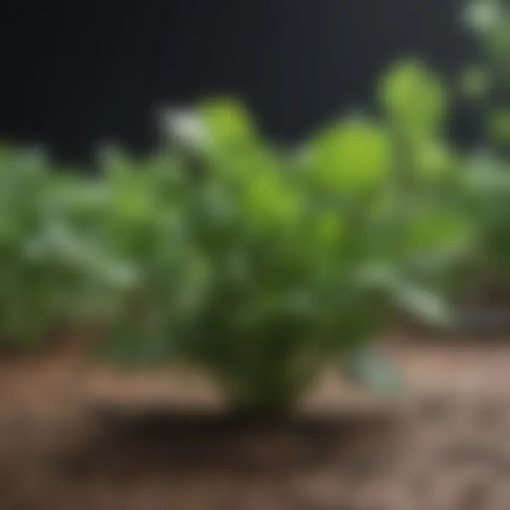 Close-up of cilantro leaves showing lush growth