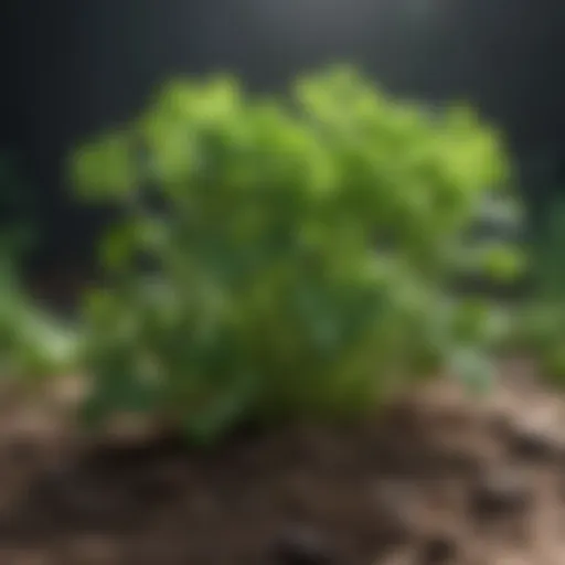 Healthy cilantro plant ready for harvest