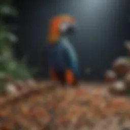 A colorful assortment of high-quality parrot food with various seeds and pellets