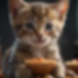 Kitten enjoying dietary adjustments