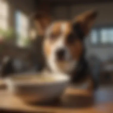 A dog enjoying a bowl of soothing broth