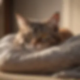 Graceful cat curled up in a cozy bed