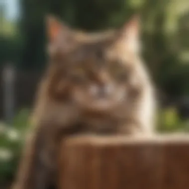 Outdoor Enrichment for Cats Enrichment features in a yard, such as scratching posts and safe perches.