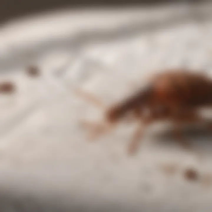 Close-up of bed bug droppings on mattress