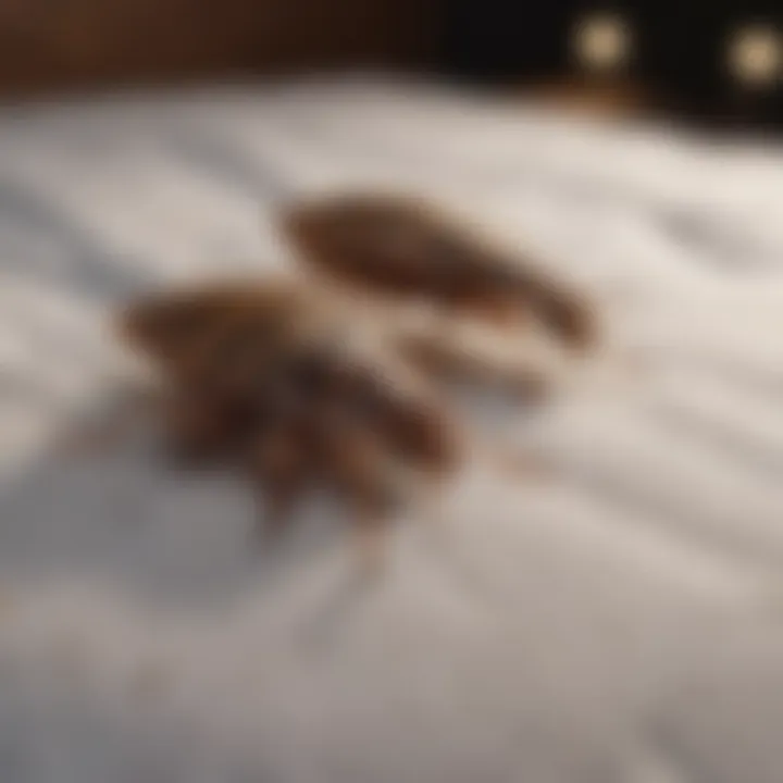 Using flashlight to check for bed bugs in mattress seams