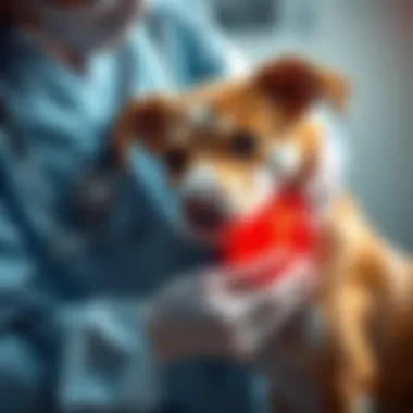 Illustration of a vet examining a dog's heart