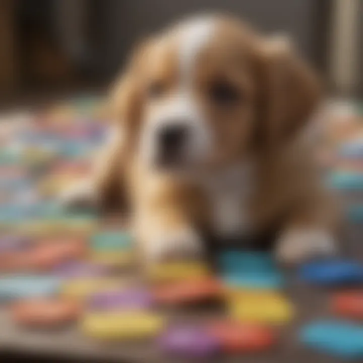 A variety of puppy names written on colorful tags