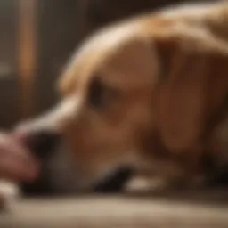 A canine companion receiving a gentle touch from its owner, symbolizing care and comfort.