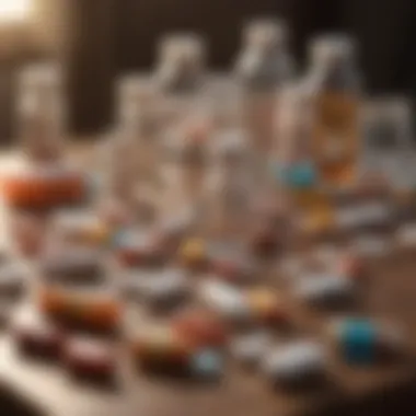 Variety of Medications for Pain Management An assortment of medications laid out on a table, signifying the variety of treatments available.