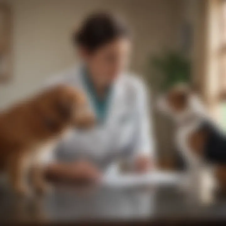 A veterinarian consulting with a pet owner, emphasizing the importance of professional veterinary advice.