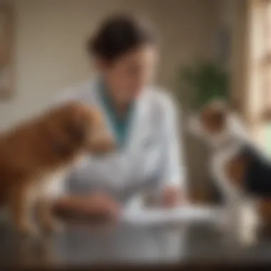 Veterinary Consultation for Pain Management A veterinarian consulting with a pet owner, emphasizing the importance of professional veterinary advice.