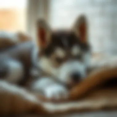Husky Puppy at Rest Husky puppy resting comfortably in a cozy environment
