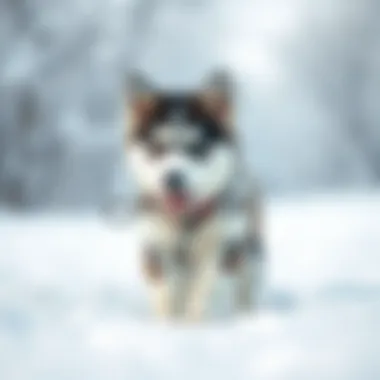 Siberian Husky Puppy in Snow A playful Siberian Husky puppy in a snowy landscape