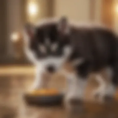 A husky puppy playing energetically after a balanced meal