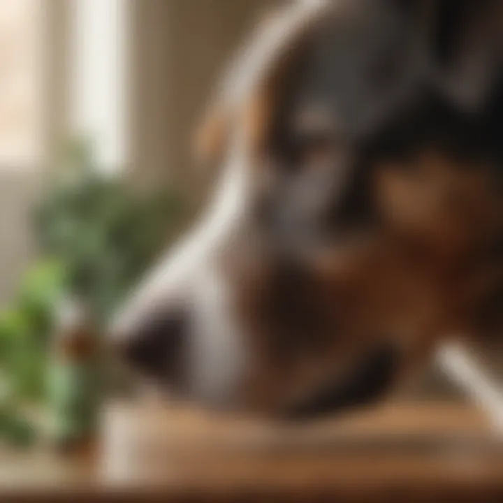 Pet owner applying diluted peppermint oil