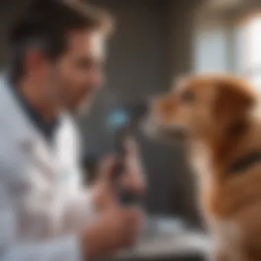 Veterinarian demonstrating the use of an infrared thermometer