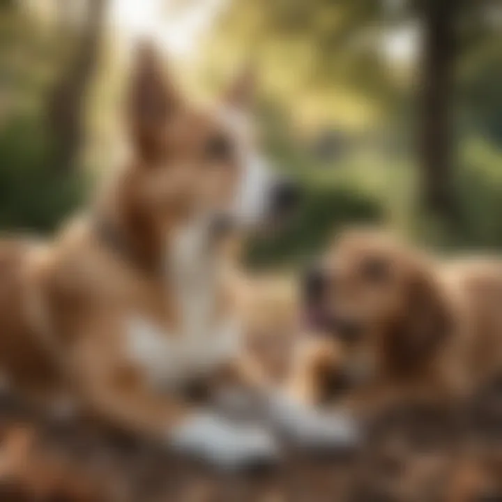 A serene dog resting outdoors, showcasing the bond between a pet and its owner.