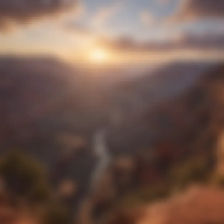 A tranquil sunset over the Grand Canyon, showcasing its breathtaking natural beauty