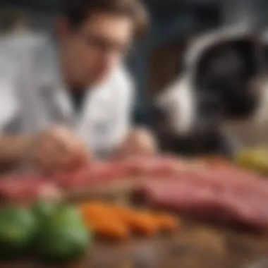 Pet owner inspecting high-quality beef ingredients