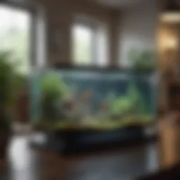 A beautifully designed fish aquarium integrated into a modern living room