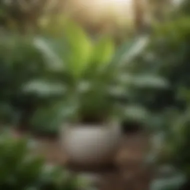 Lush Jicama Plant in Garden Setting Jicama plant with lush green leaves in a garden setting