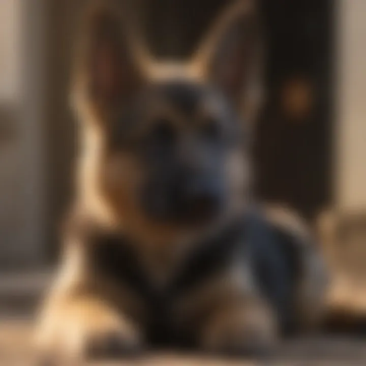 King German Shepherd Puppy undergoing training with focus