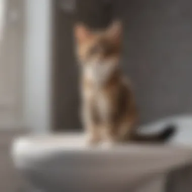 Kitten perched on toilet seat