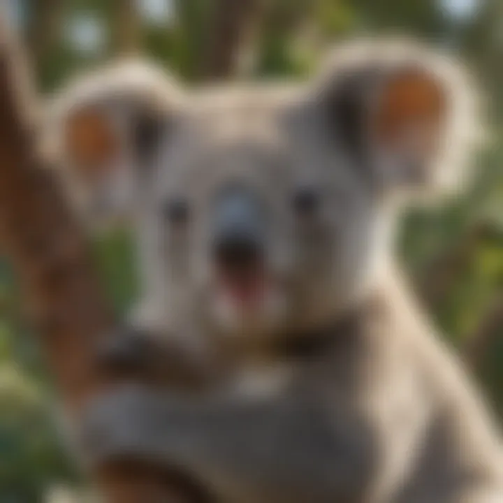 Curious Koala Posing Playfully on Tree Branch