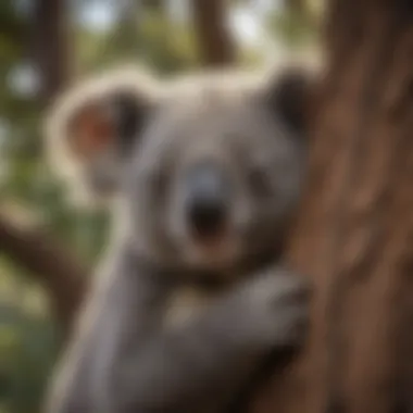 Serene Koala Sleeping Peacefully in Tree Hollow